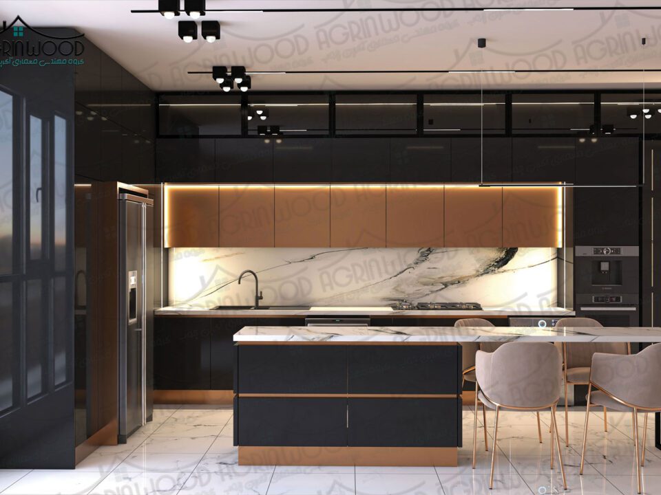 کابینت پله‌ ای مدرن دو رنگ