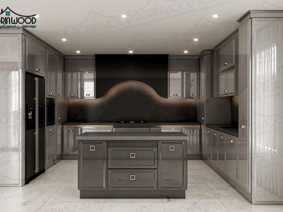 ‌کابینت انزو دو رنگ طوسی