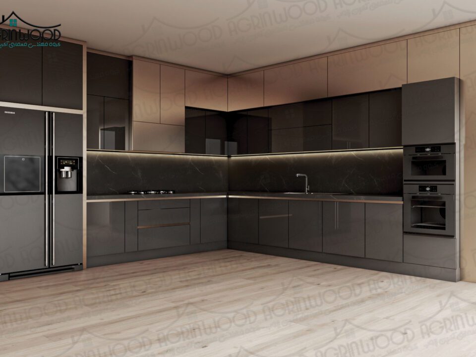 ‌کابینت مدرن طلایی جدید