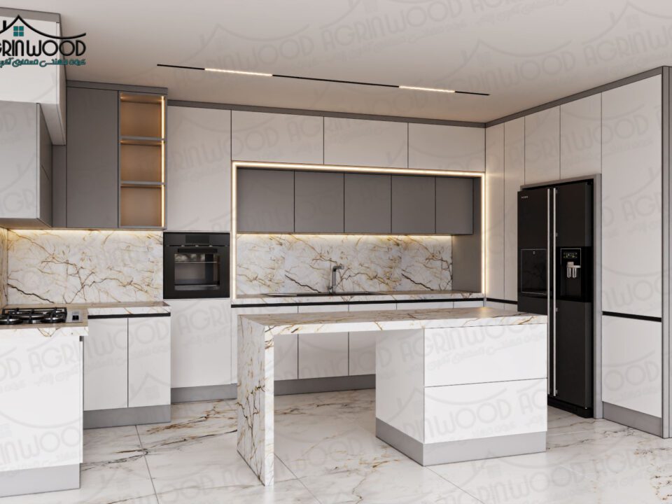 کابینت ام دی اف سفید طوسی