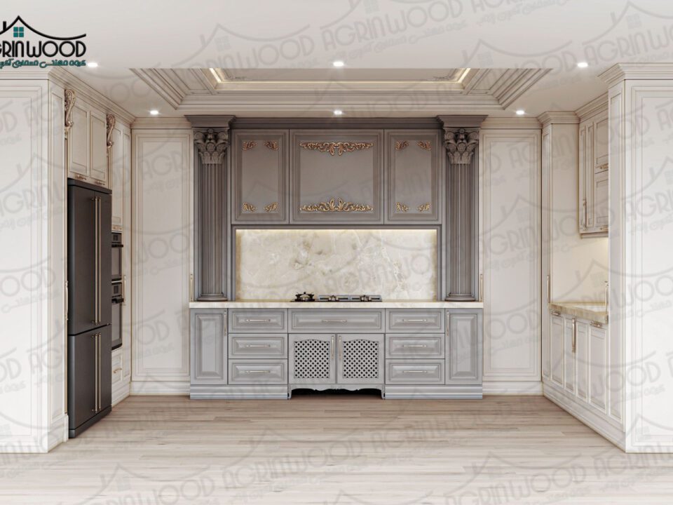 کابینت سفید طوسی کلاسیک