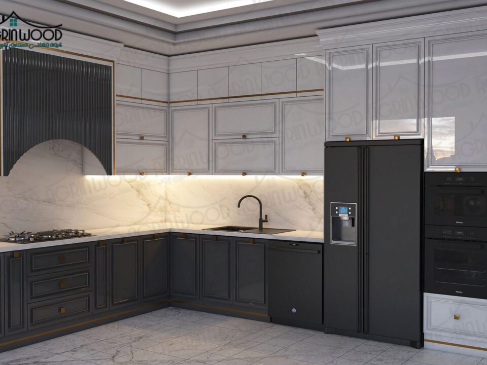 طرح کابینت سفید طوسی
