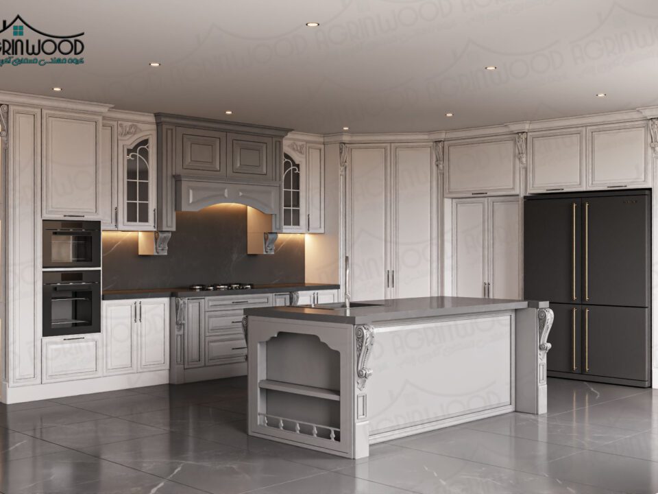 کابینت سفید طوسی ترکیبی