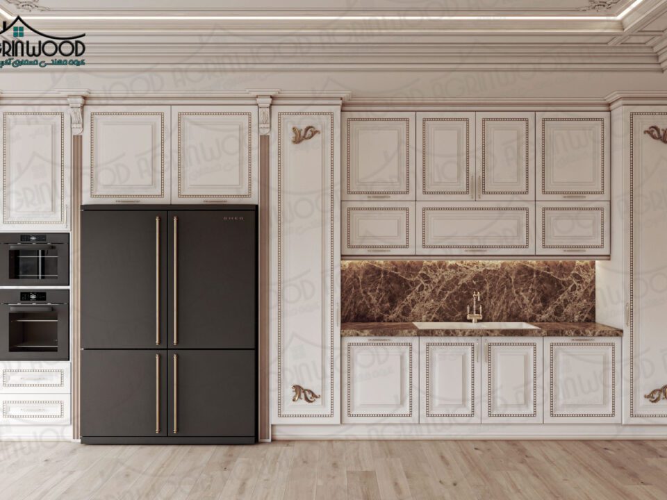 کابینت پیش ساخته سفید طلایی