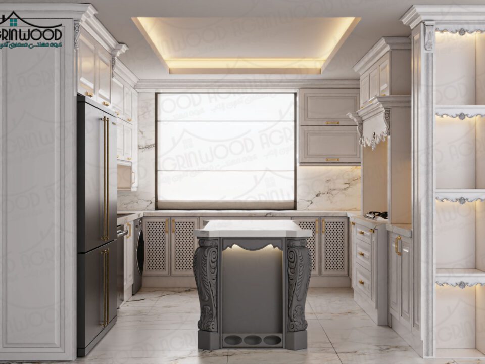 کابینت کلاسیک سفید طوسی