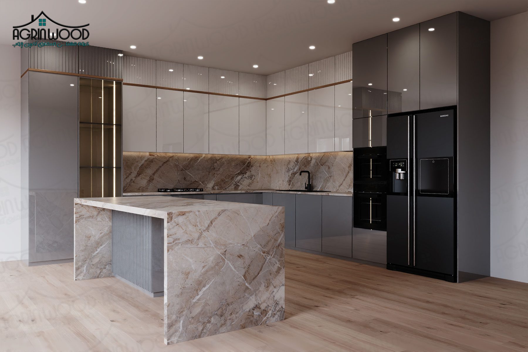 مدل جدید کابینت سفید طوسی