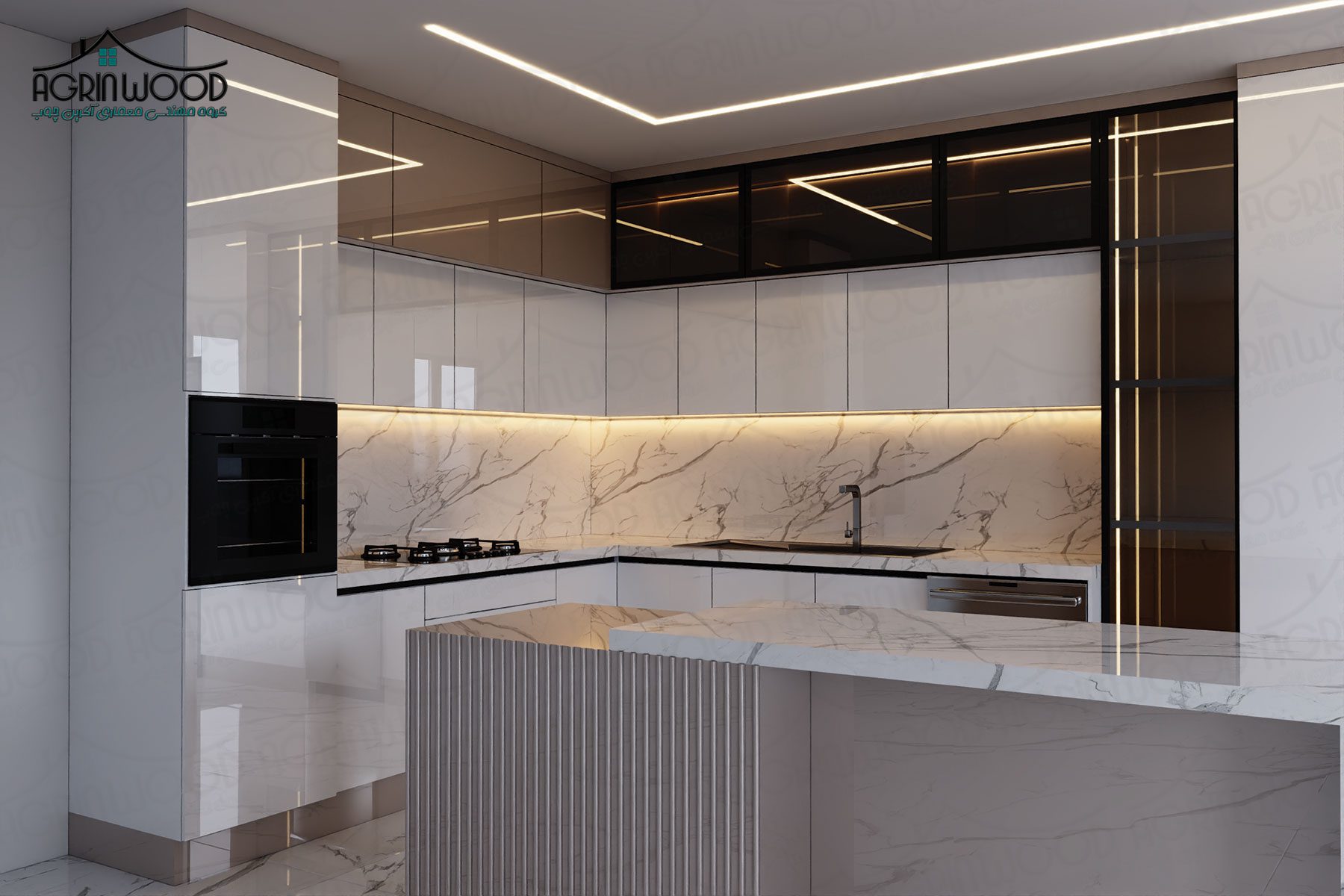 کابینت هایگلاس سفید کرم