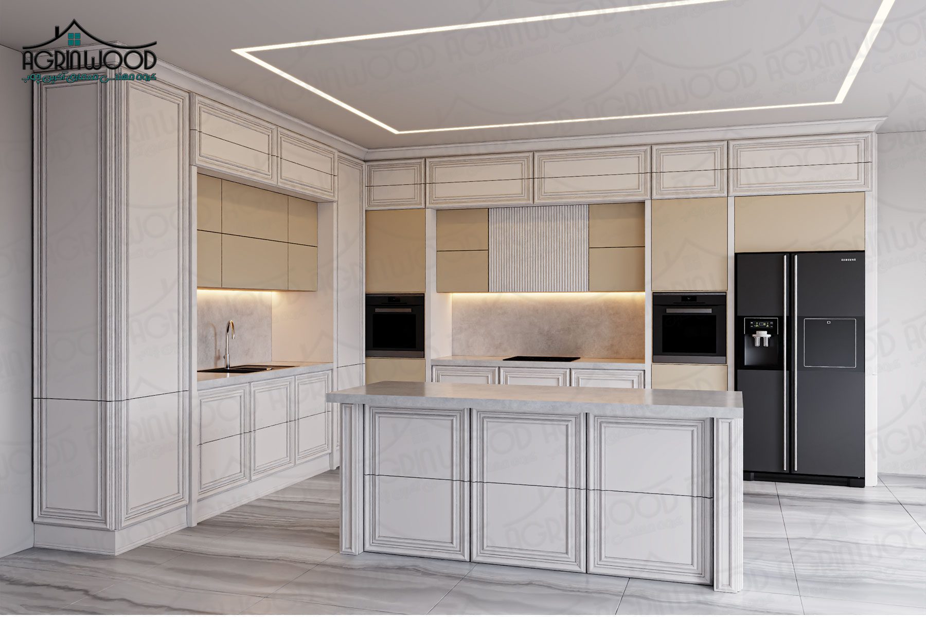 کابینت نئوکلاسیک سفید کرم