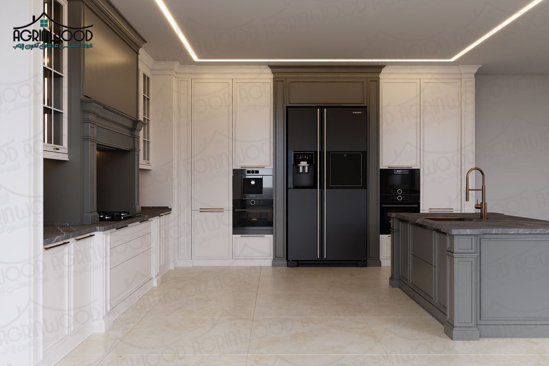 انواع کابینت کلاسیک دو رنگ