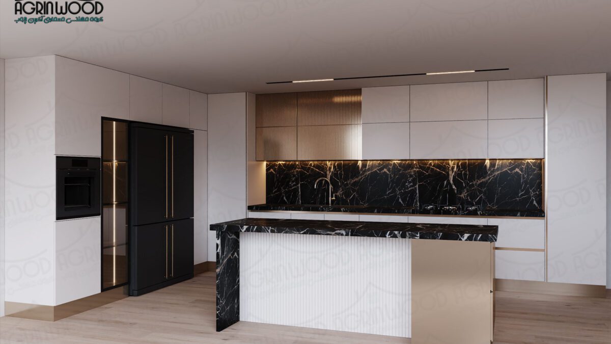 کابینت مینیمال سفید طلایی