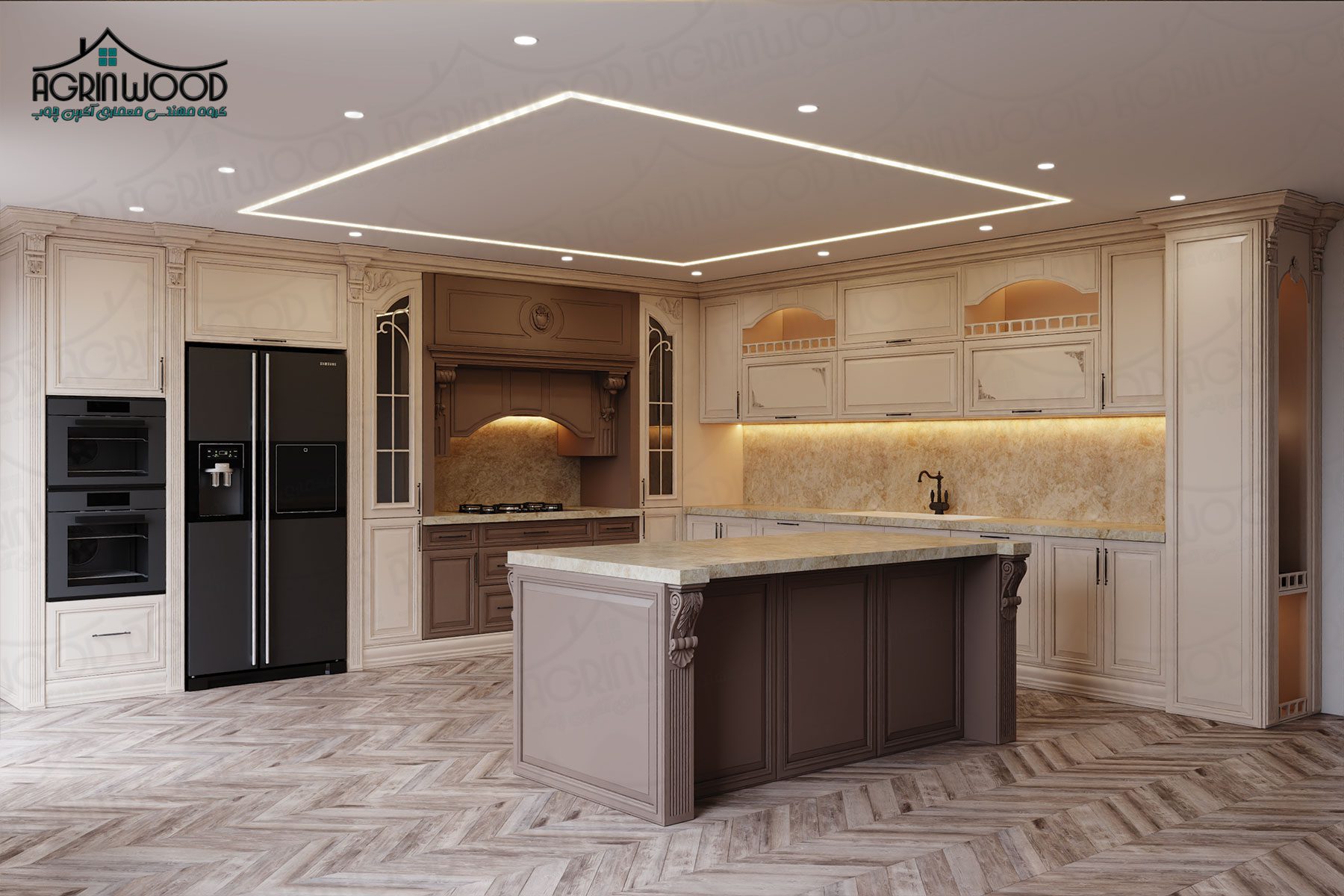 مدل کابینت ممبران قهوه‌ای