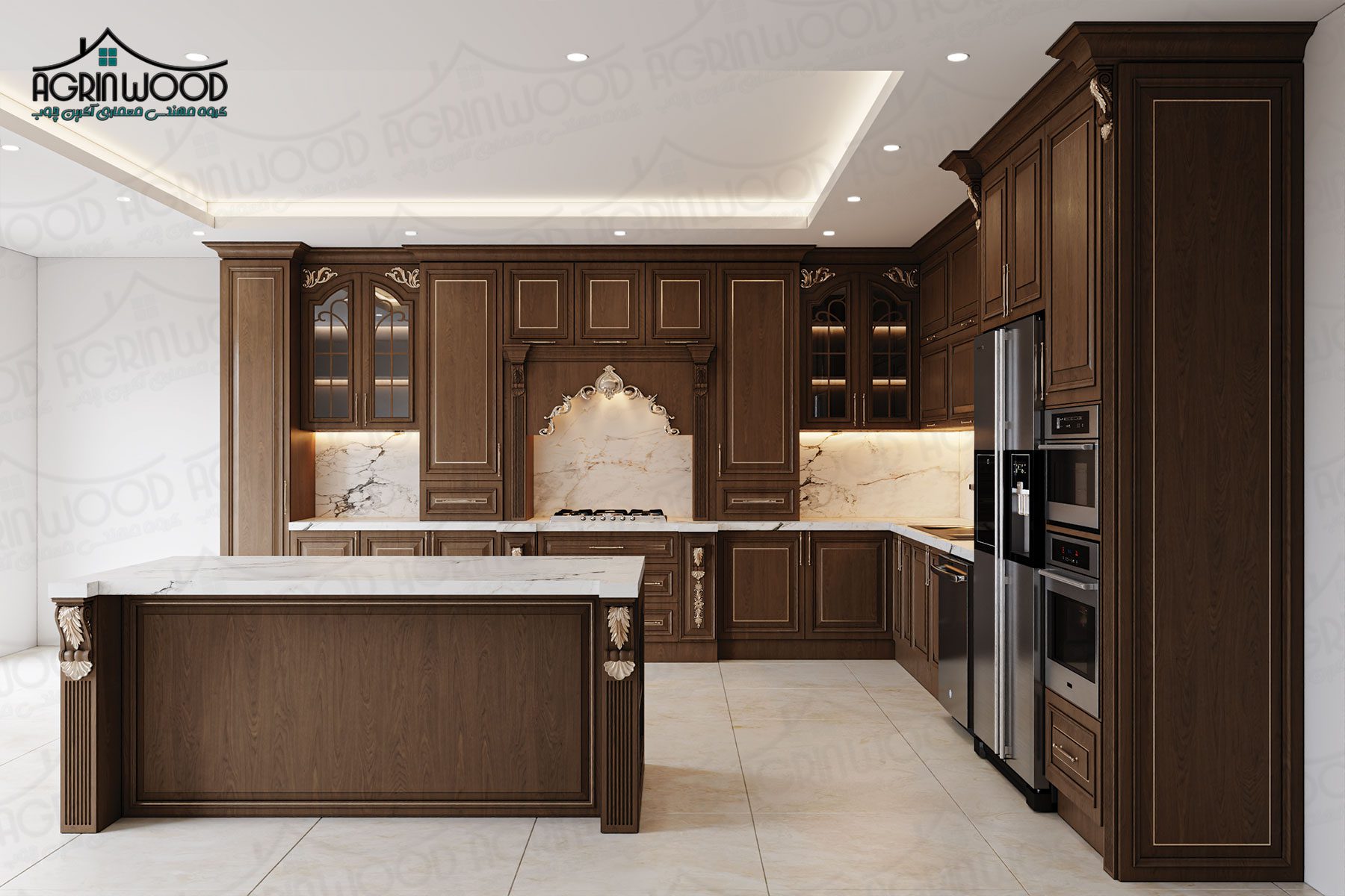 مدل کابینت ممبران قهوه‌ای