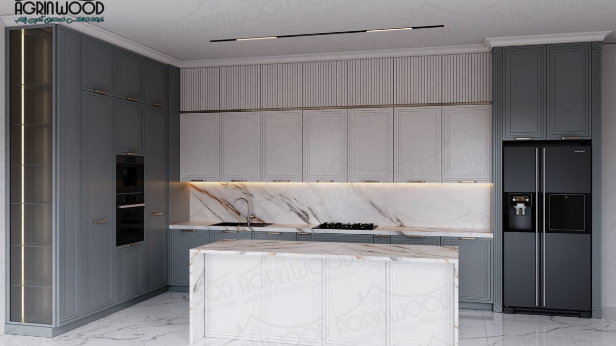 کابینت سفید طوسی مات