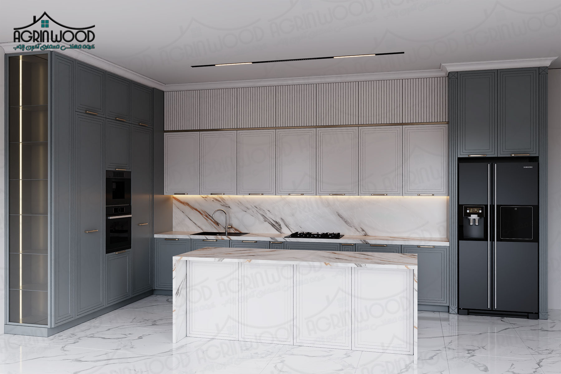 کابینت سفید طوسی مات