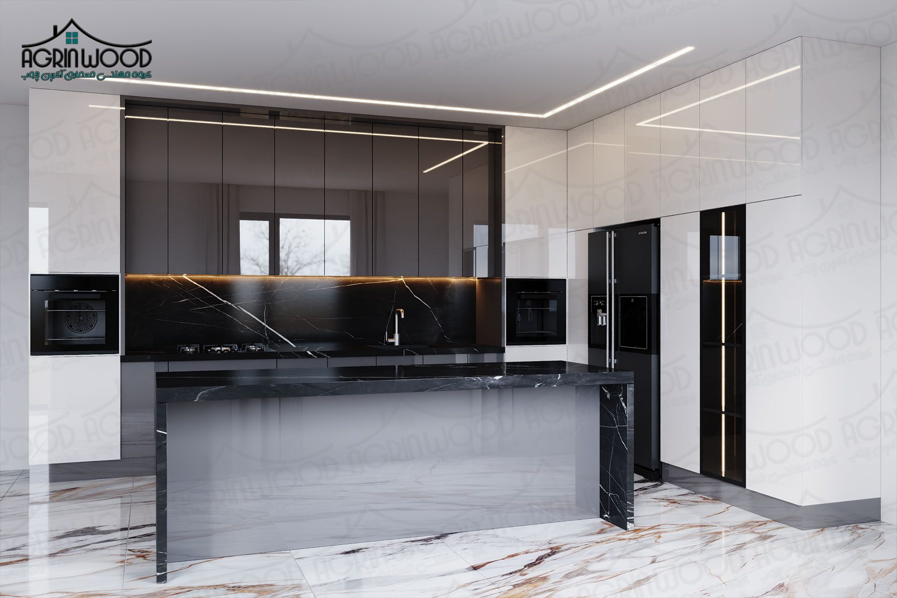 کابینت مینیمال دو رنگ