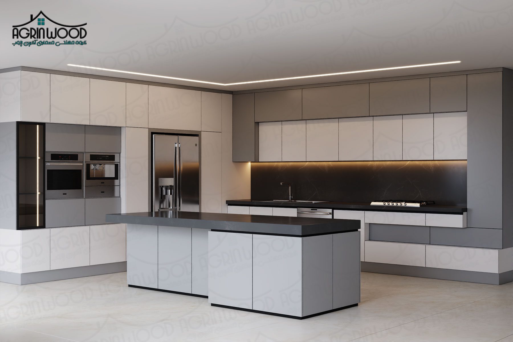 کابینت سفید طوسی مات