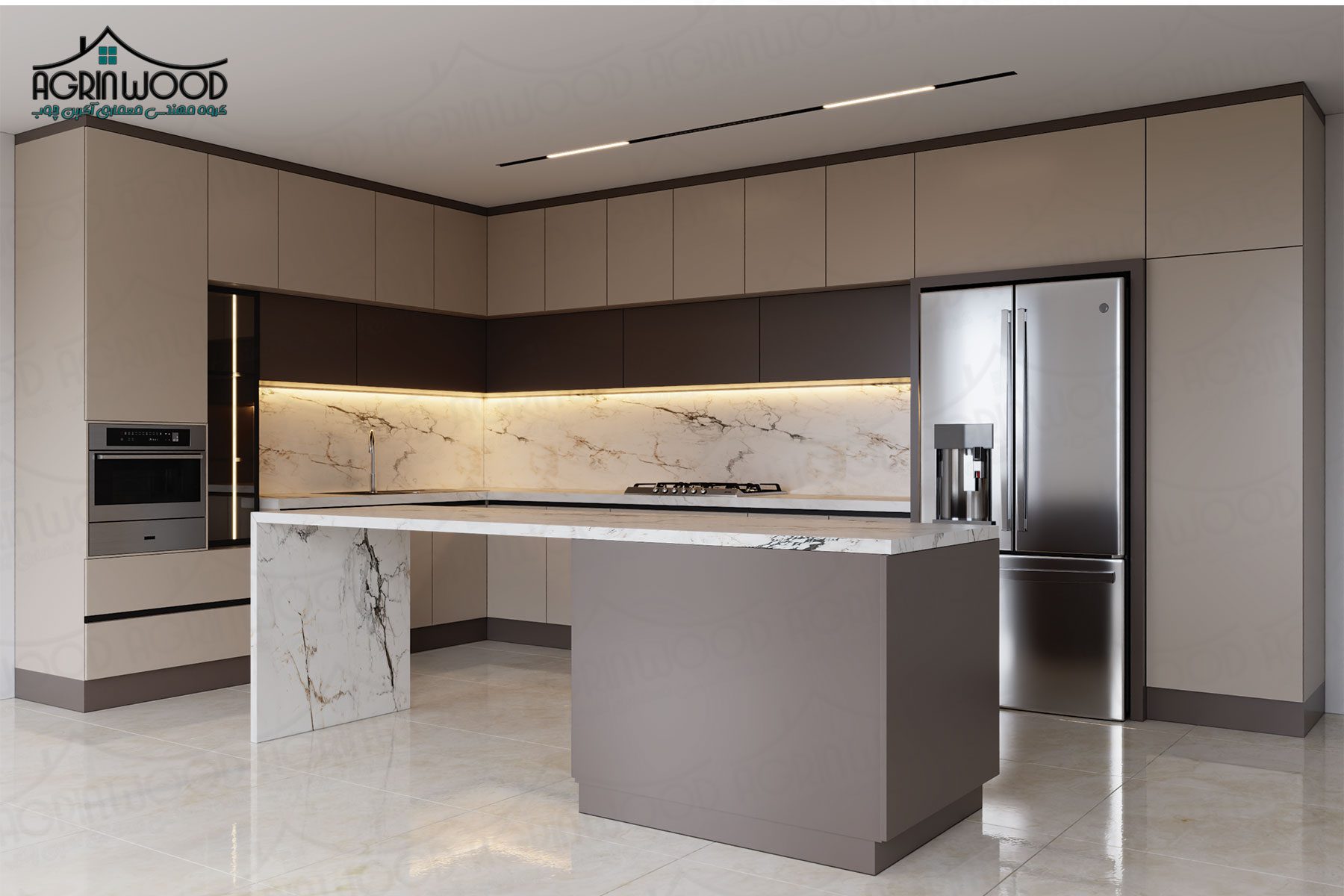 جدیدترین مدل کابینت ام دی اف دو رنگ