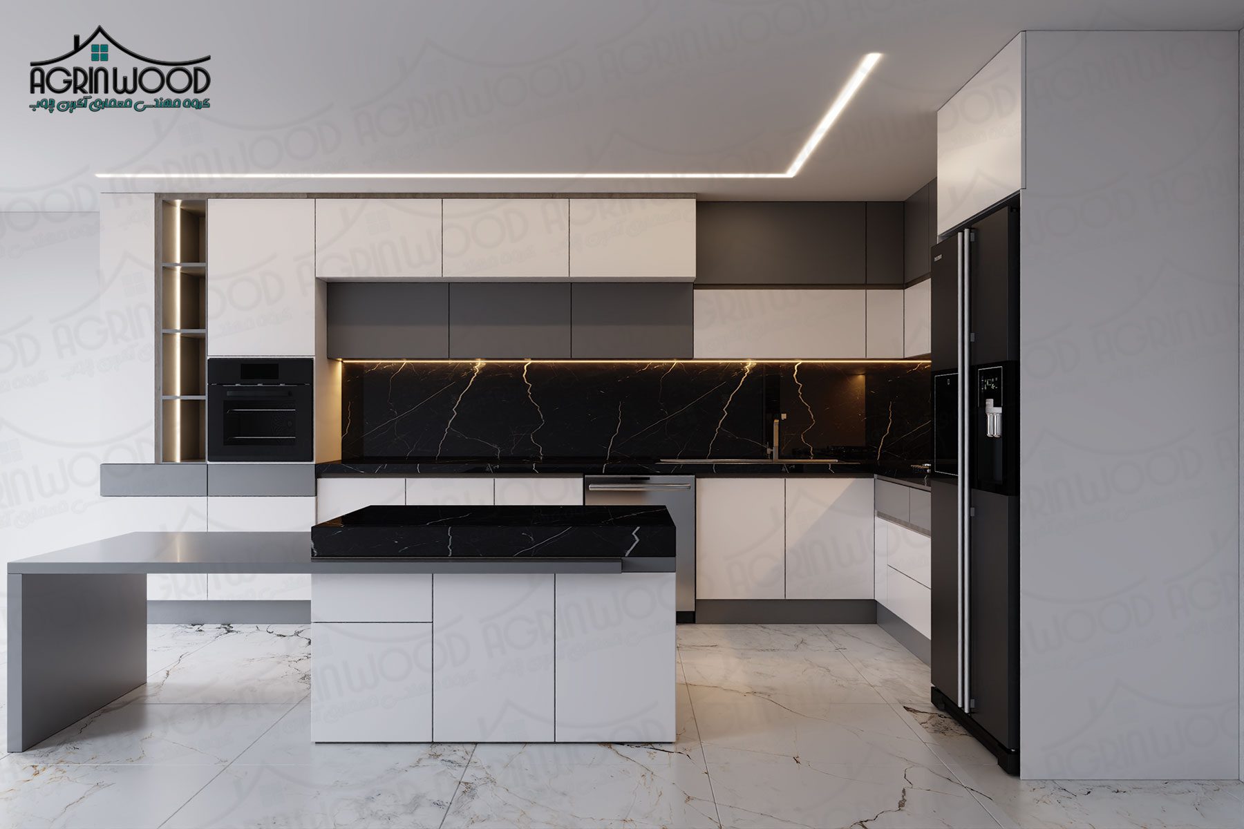 کابینت سفید طوسی مات