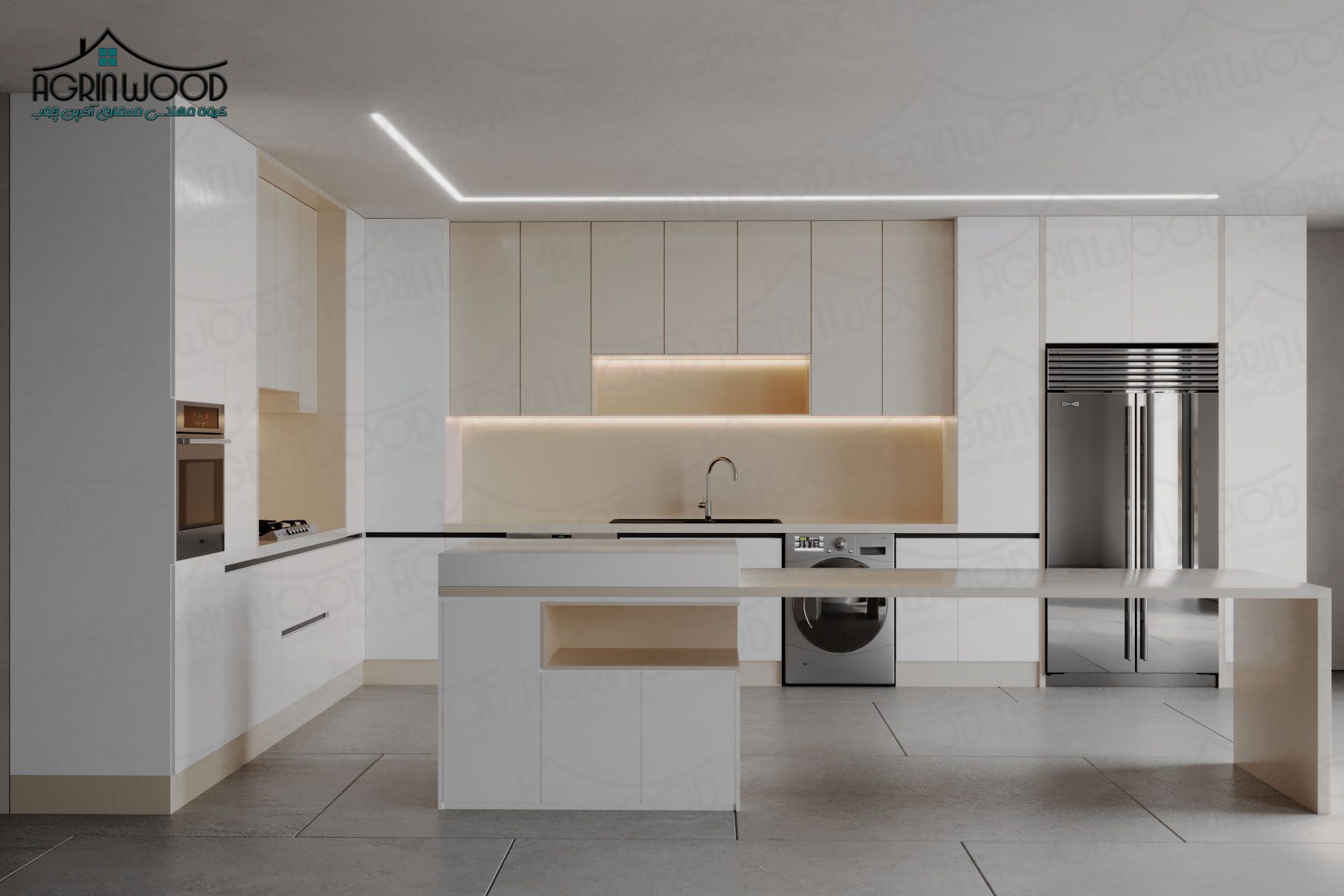 کابینت مینیمال سفید کرم کابینت مینیمال سفید کرم