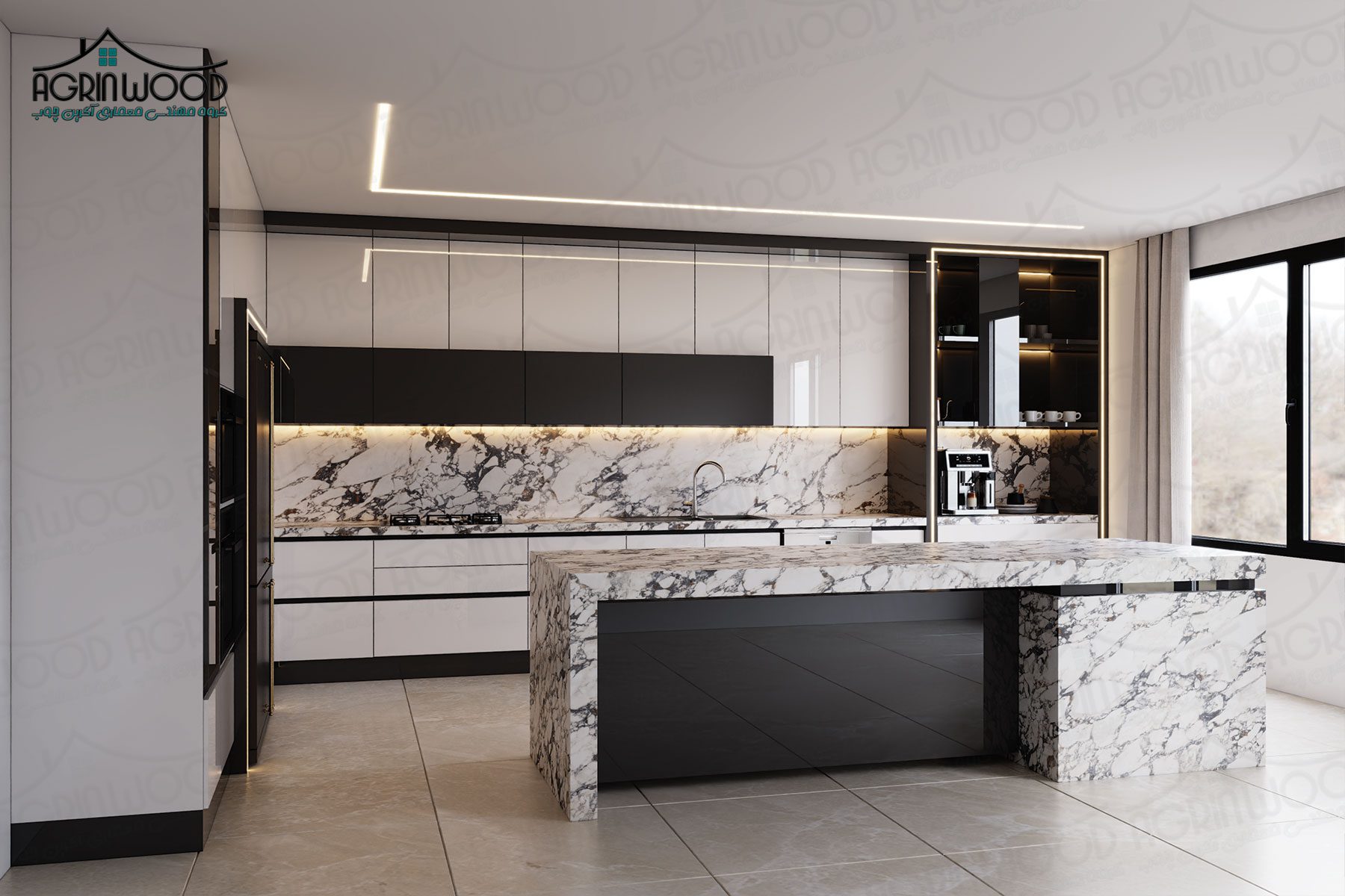 ترکیب کابینت های گلاس و ام دی اف