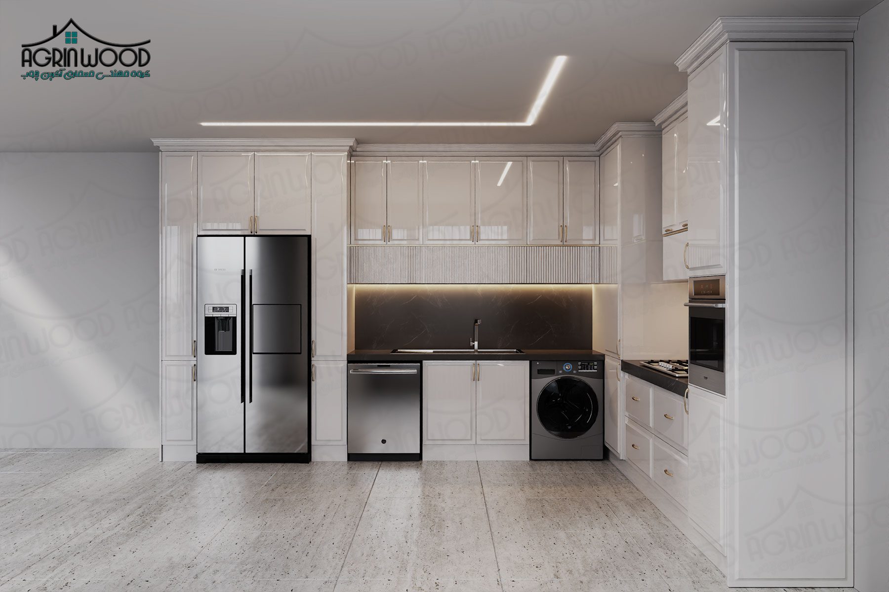 رنگ کابینت جدید سفید طلایی