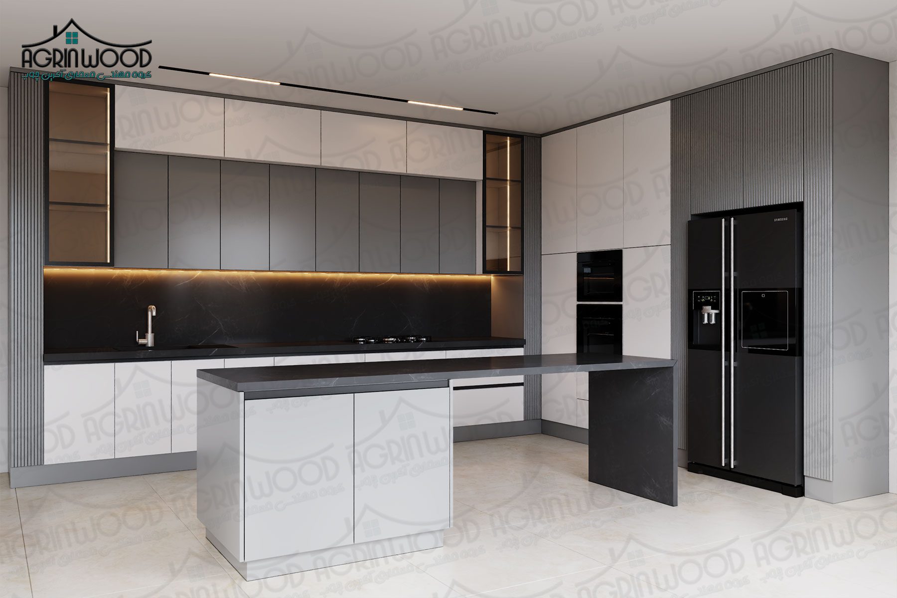 مدل کابینت ام دی اف سفید طوسی