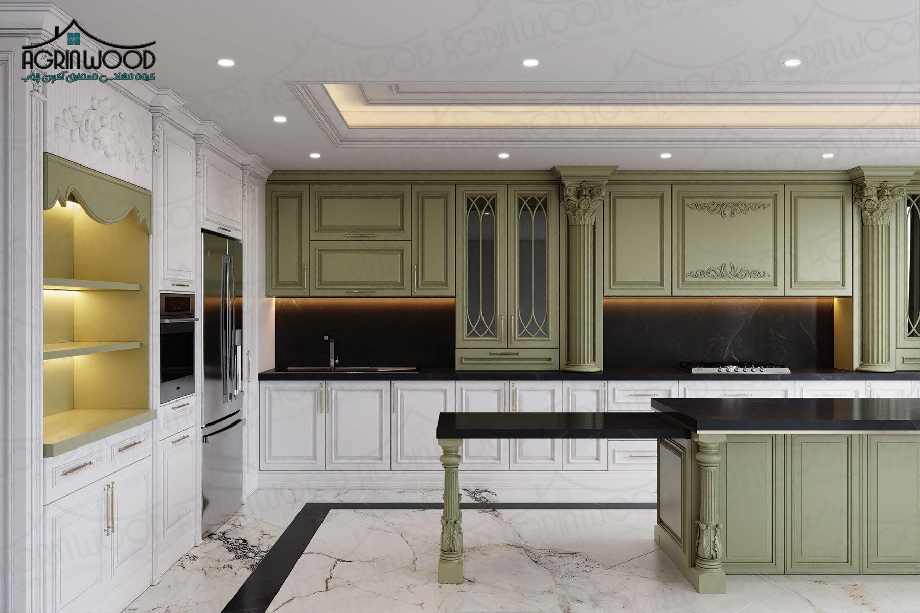 کابینت وکیوم کلاسیک دو رنگ