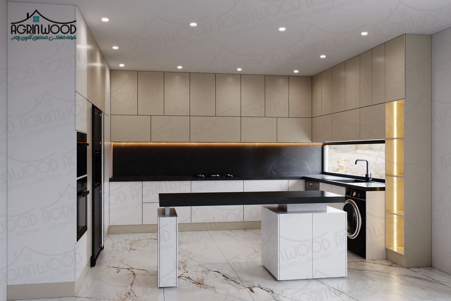 کابینت مینیمال سفید کرم کابینت مینیمال سفید کرم