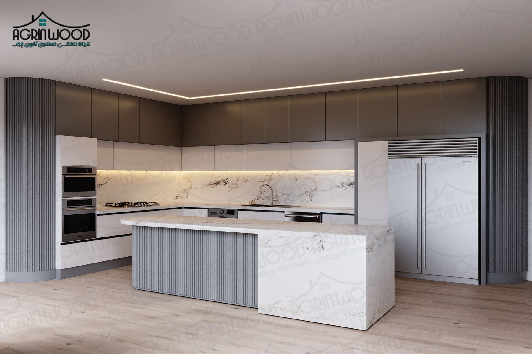 مدل کابینت ام دی اف سفید طوسی