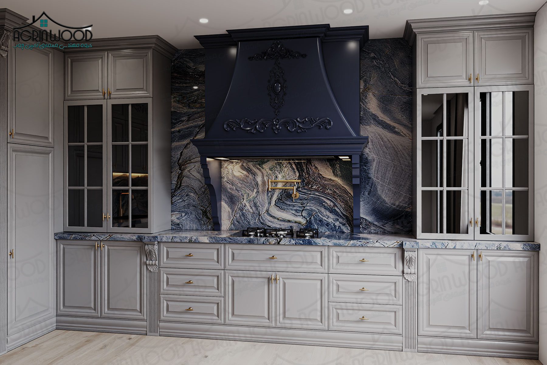 کابینت وکیوم کلاسیک دو رنگ