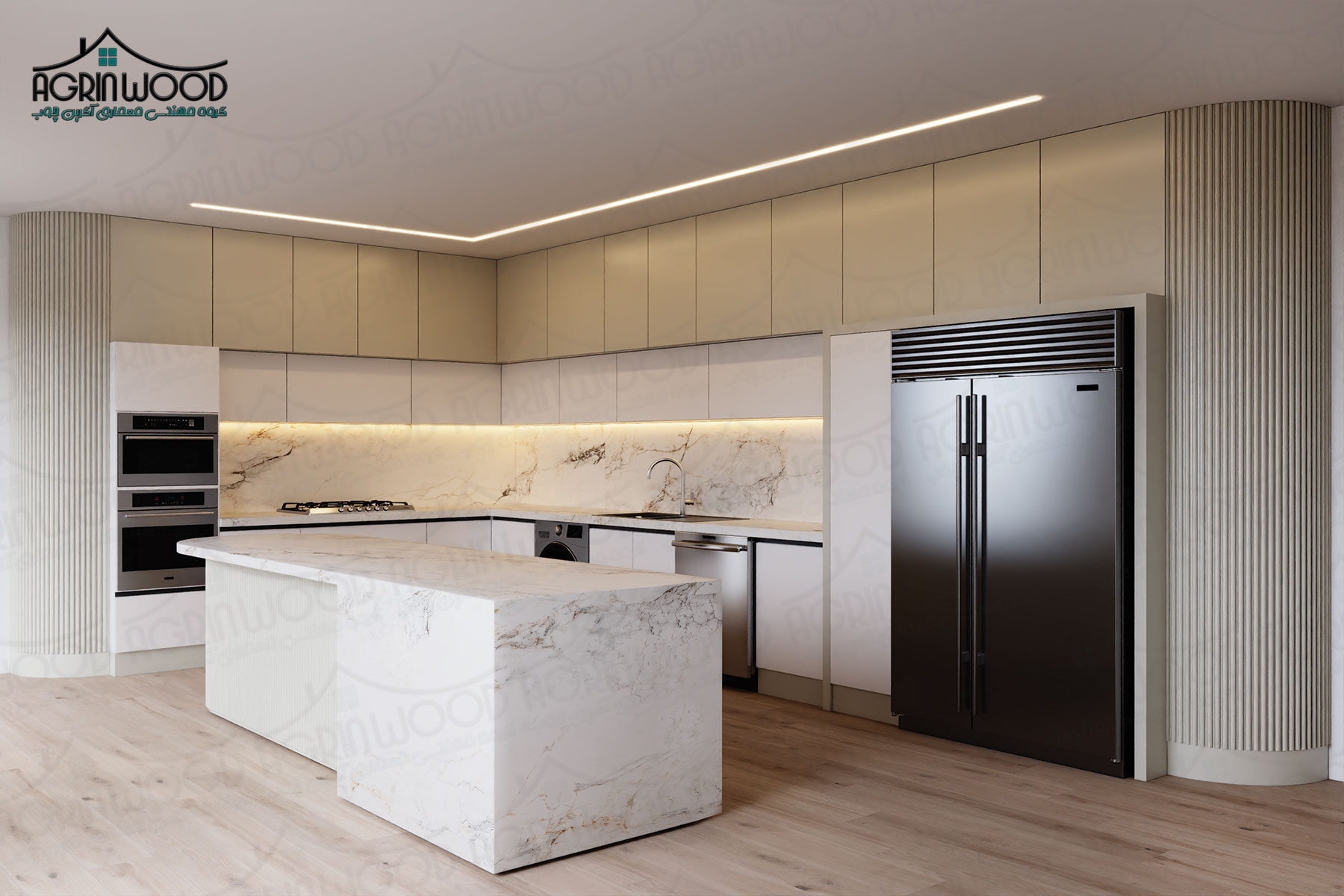 کابینت مینیمال سفید کرم