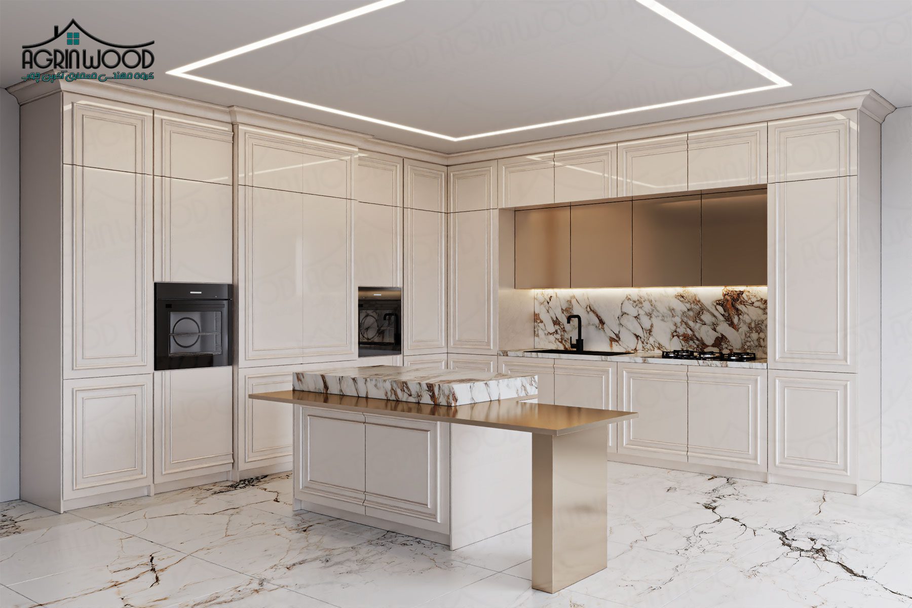 بهترین ترکیب رنگ کابینت نئوکلاسیک