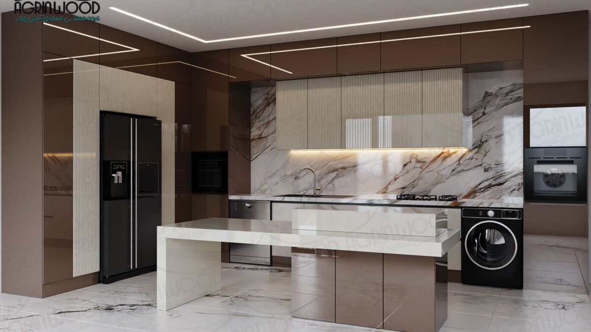 کابینت مینیمال سفید قهوهای