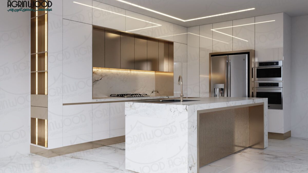 رنگ کابینت جدید سفید طلایی
