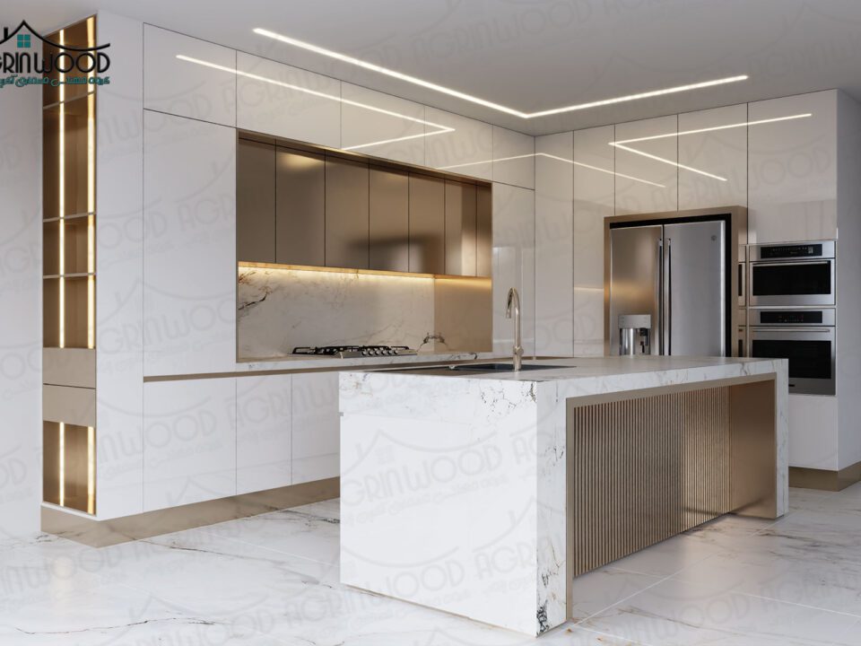 رنگ کابینت جدید سفید طلایی
