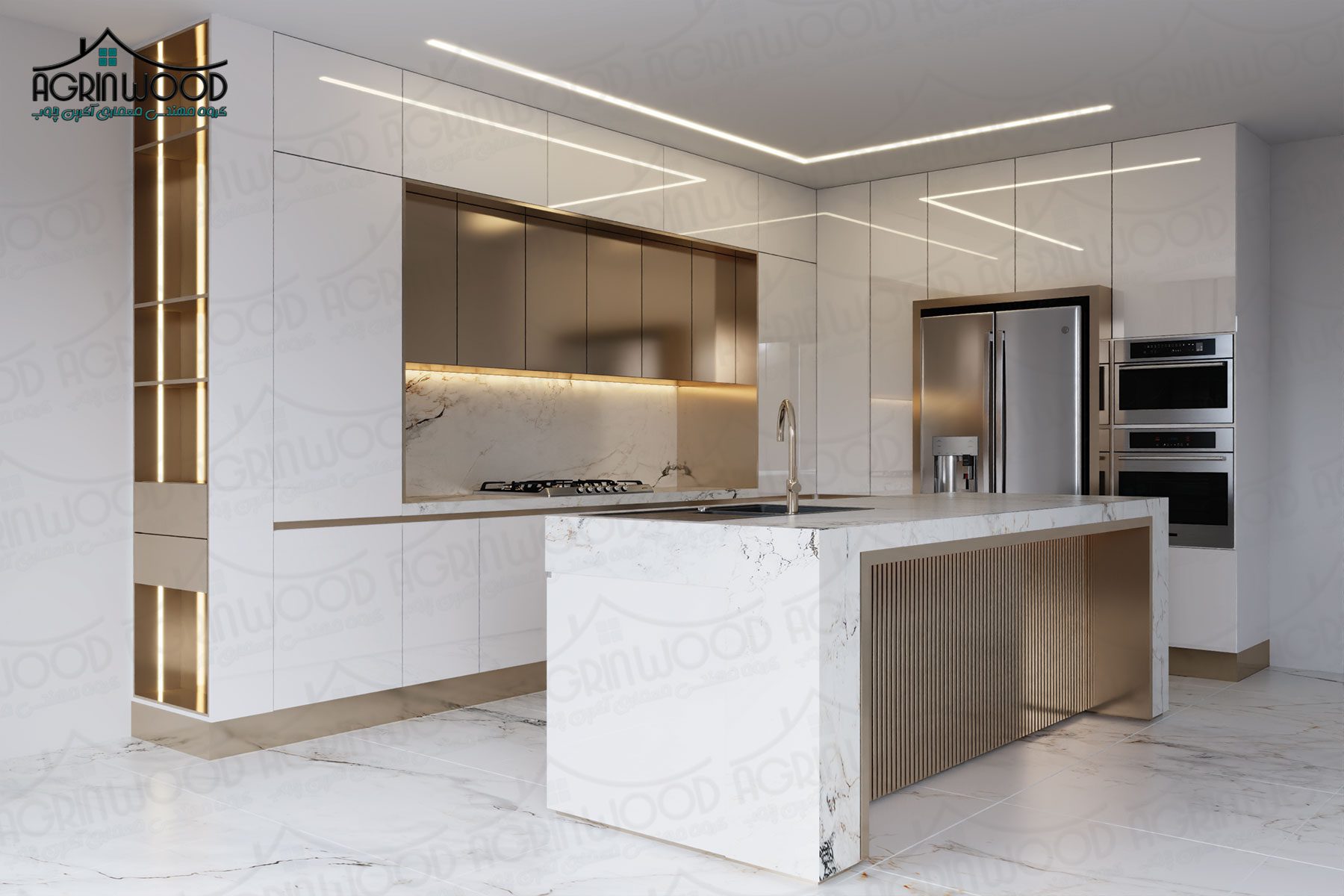 رنگ کابینت جدید سفید طلایی