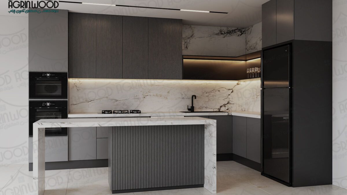 مدل کابینت ام دی اف سفید طوسی