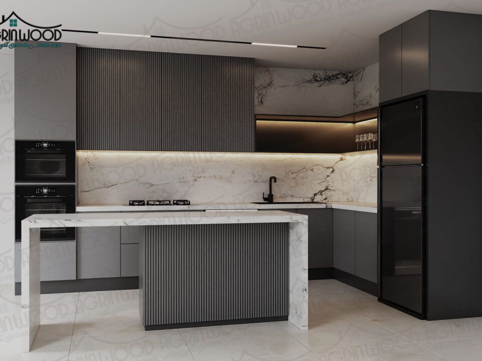 مدل کابینت ام دی اف سفید طوسی