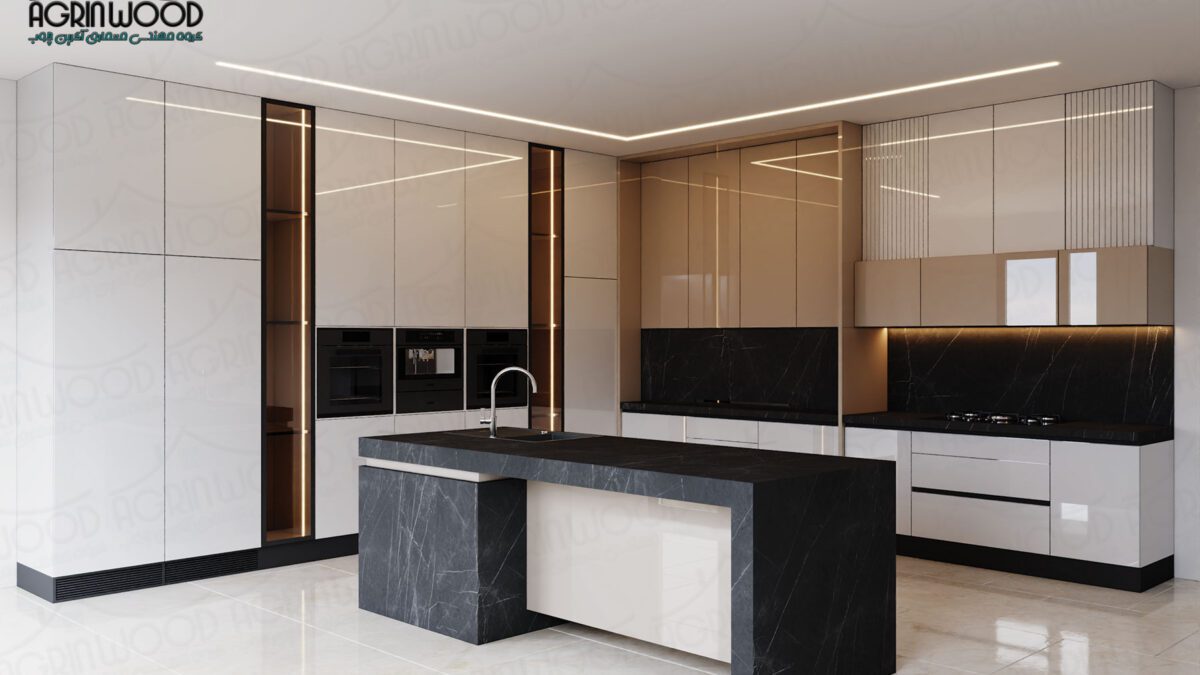 طرح کابینت های گلاس سفید کرم