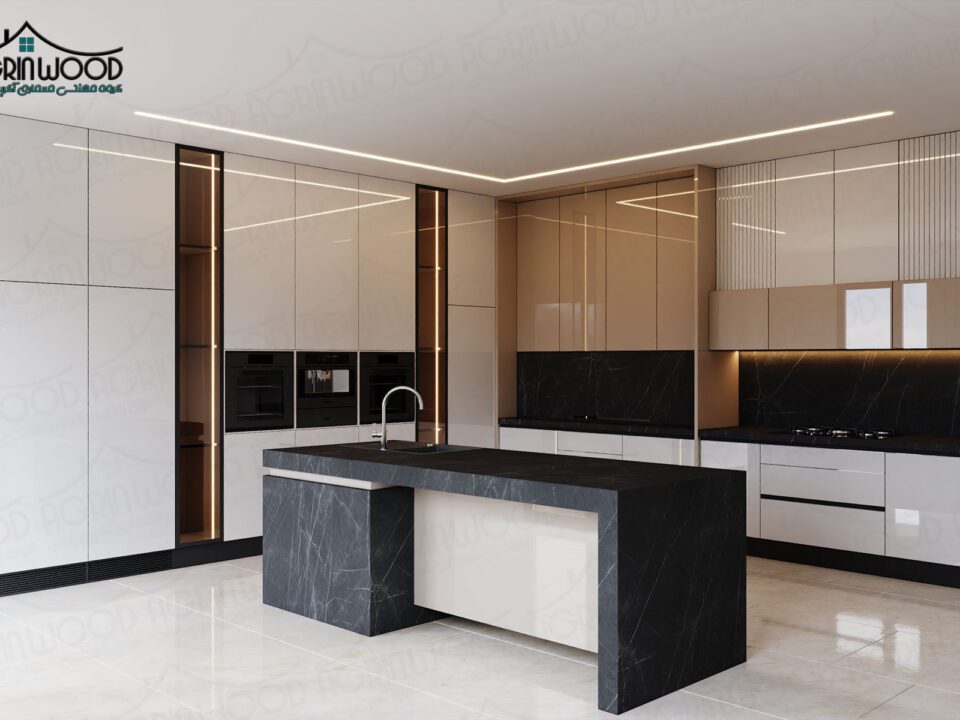 طرح کابینت های گلاس سفید کرم