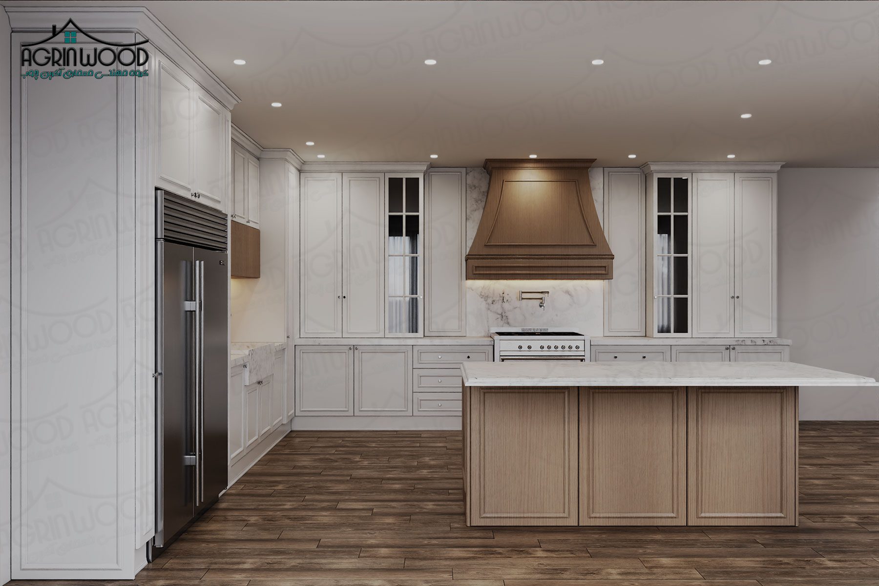 آشپزخانه جدید نئوکلاسیک دو رنگ