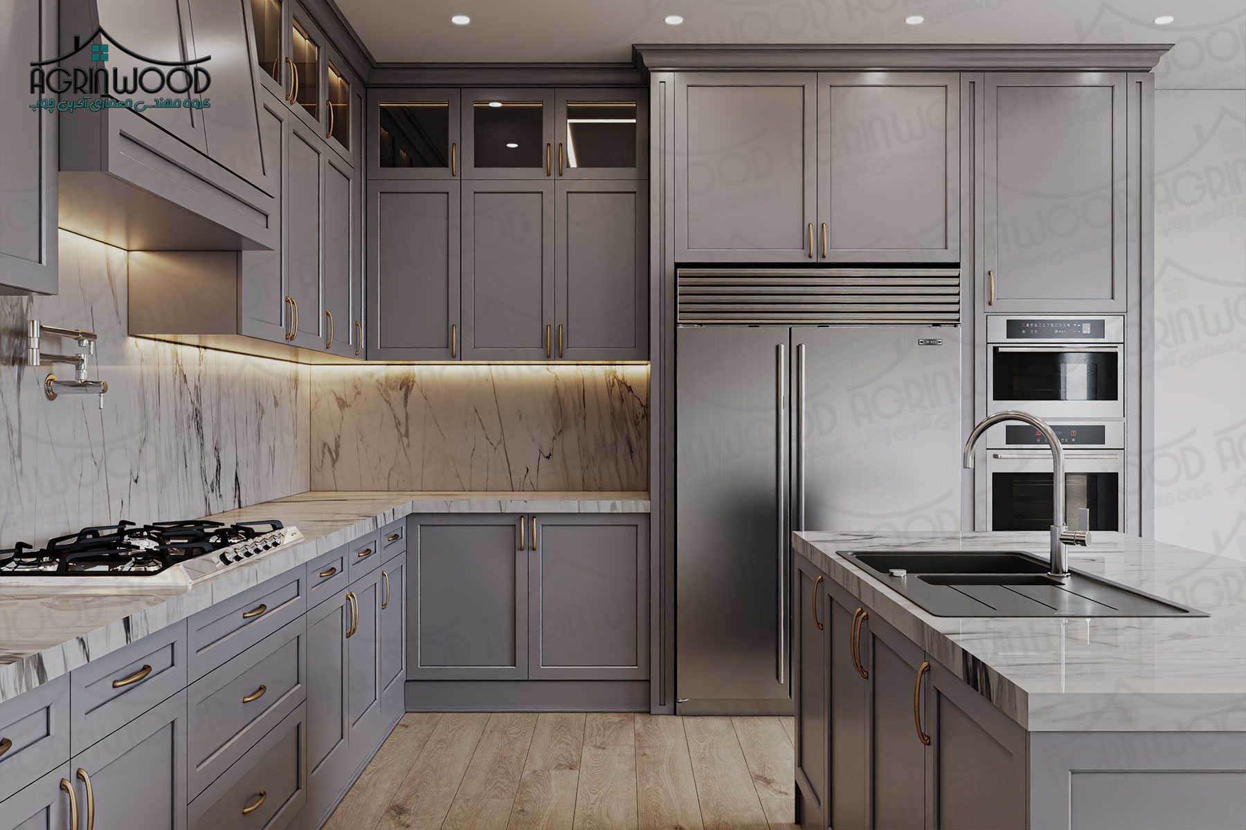 آشپزخانه جدید نئوکلاسیک طوسی