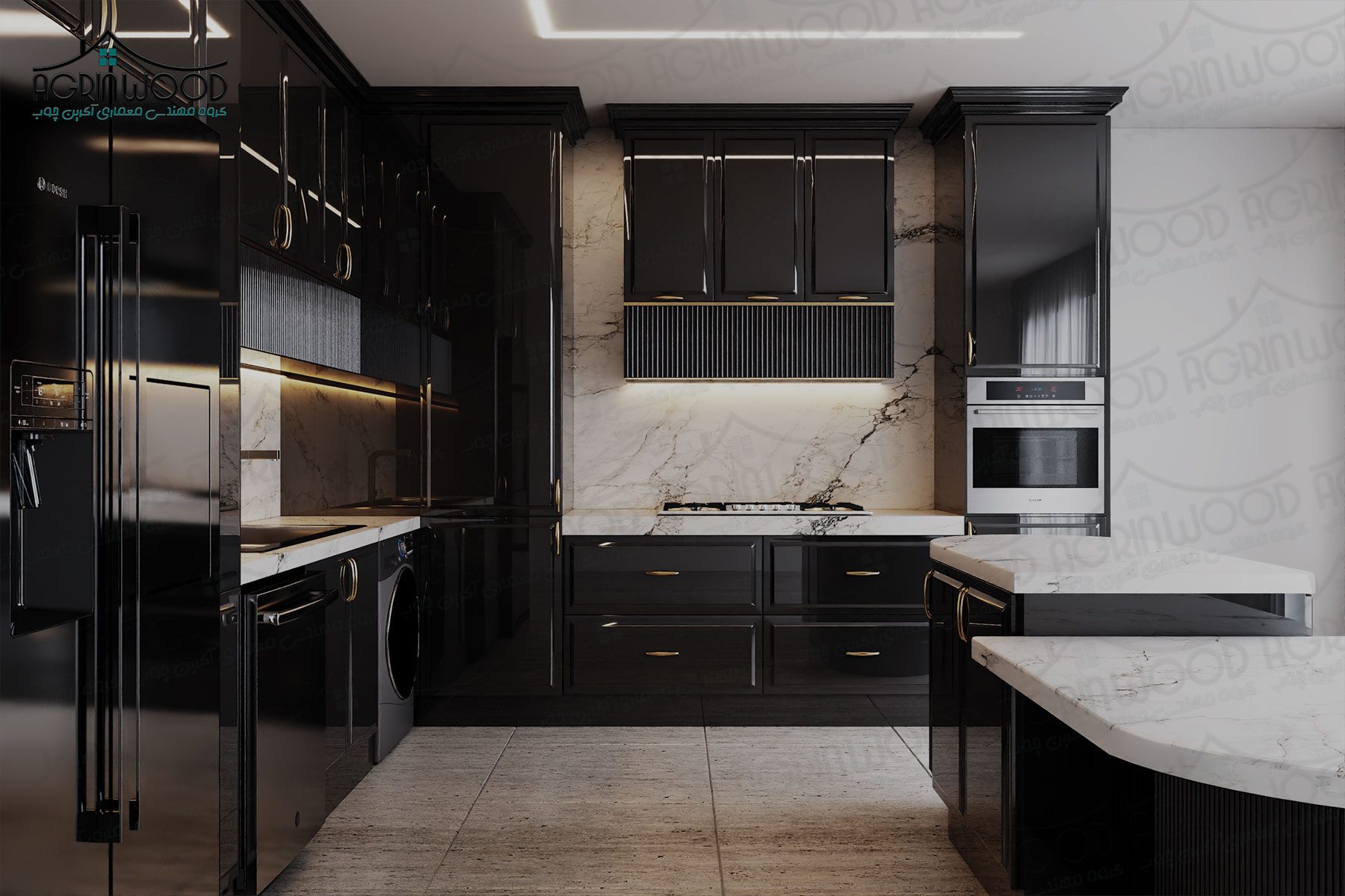 کابینت نئوکلاسیک رنگ یا روکش وکیوم