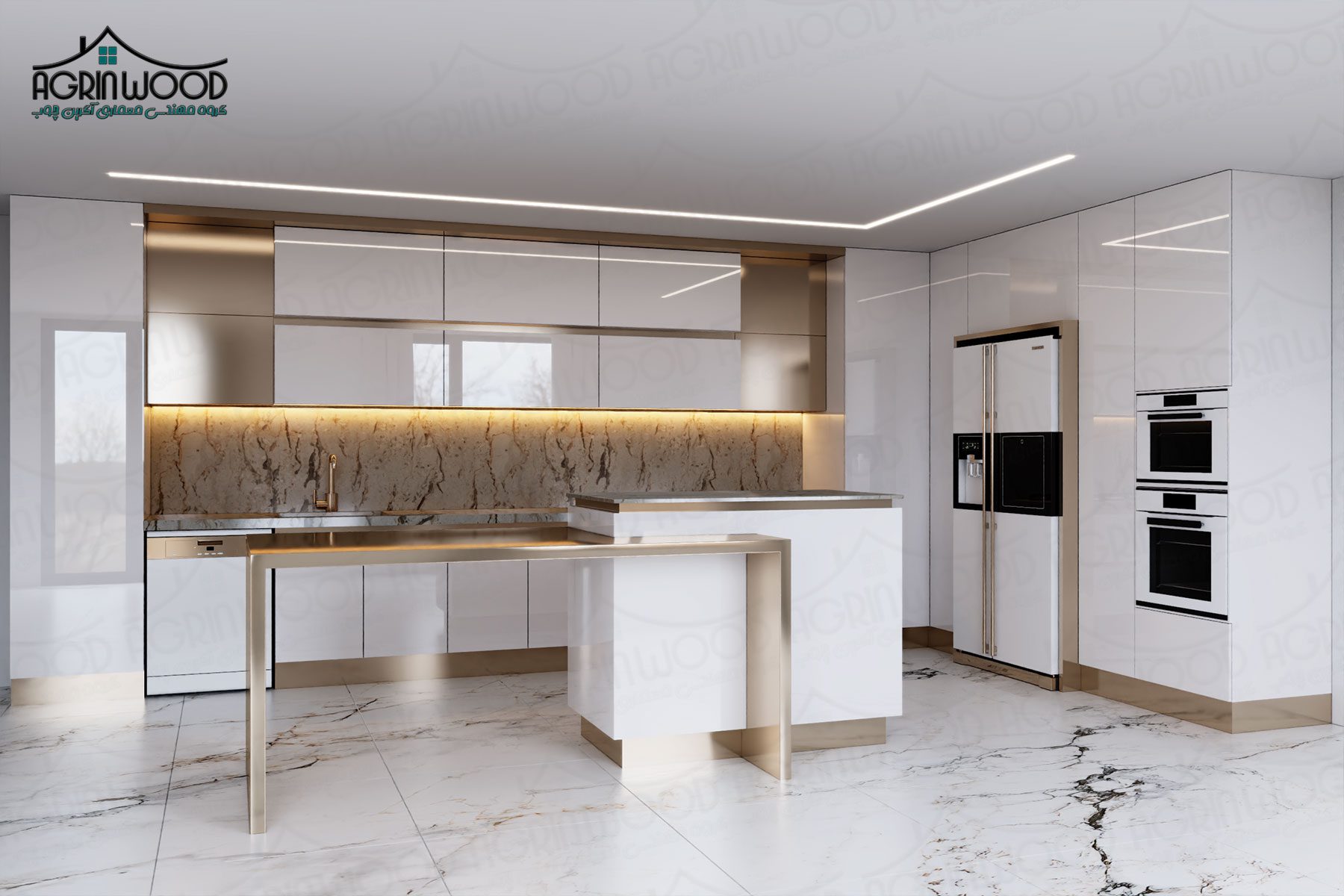 رنگ کابینت جدید سفید طلایی