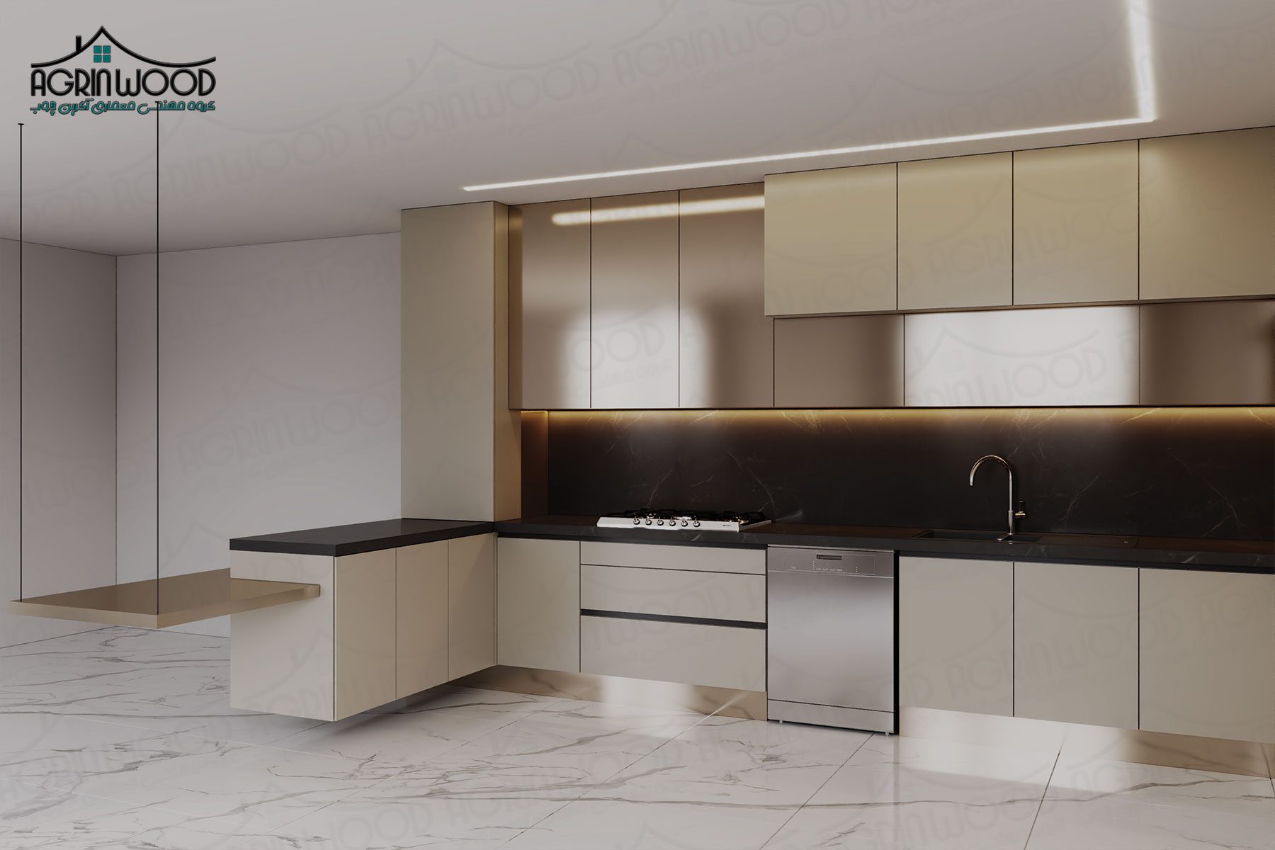 کابینت کرم طلایی