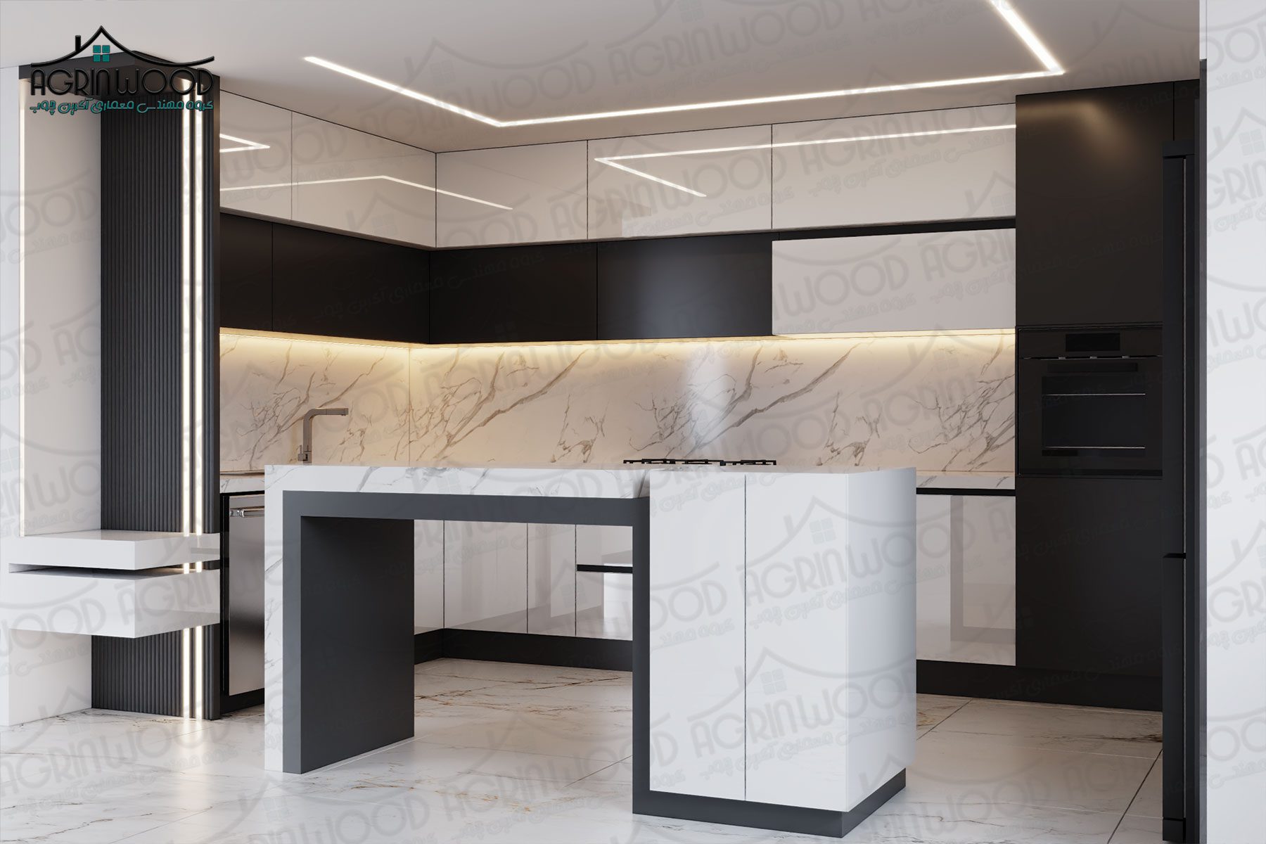 کابینت مینیمال سفید مشکی