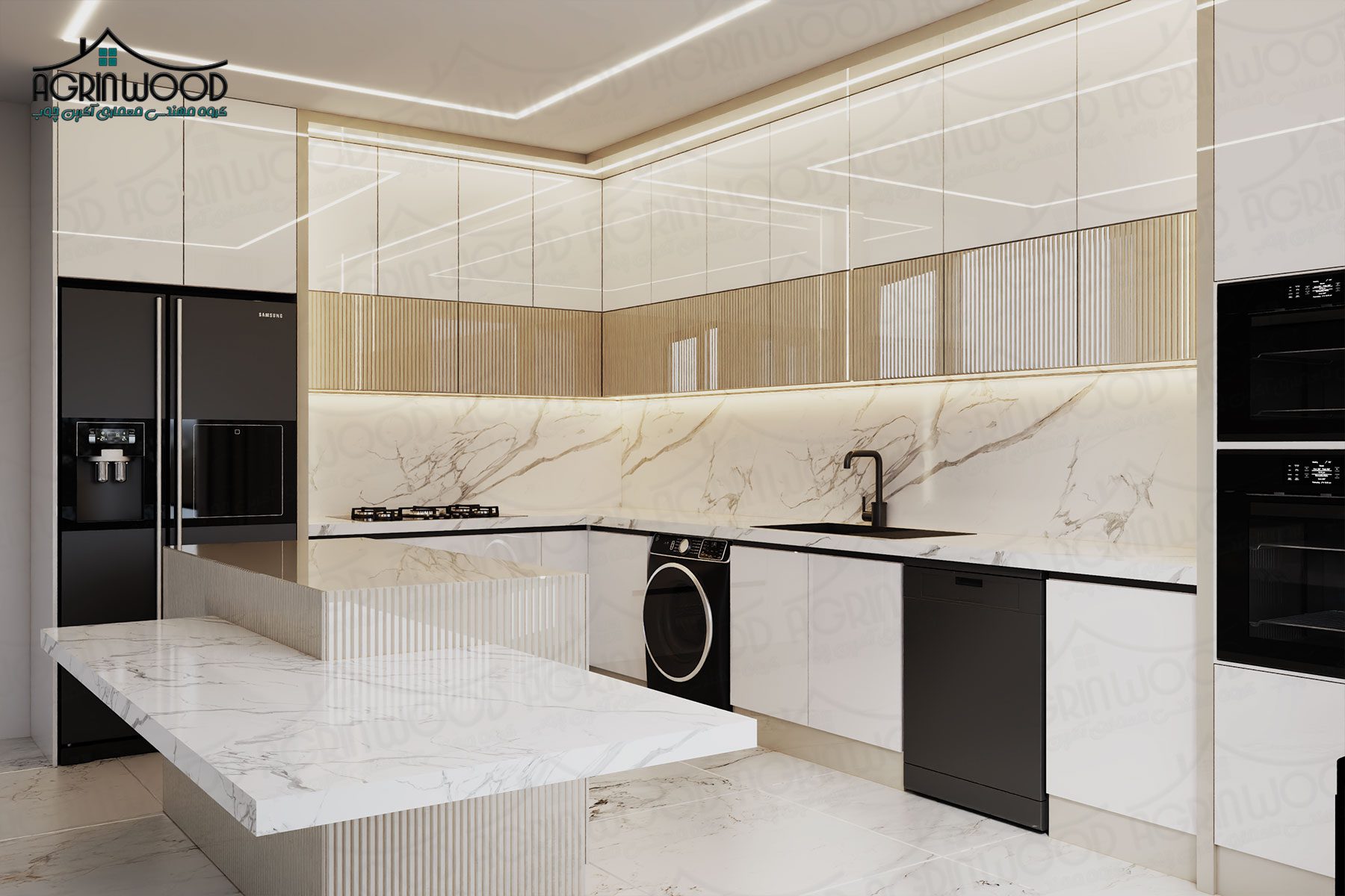 طرح کابینت های گلاس سفید کرم