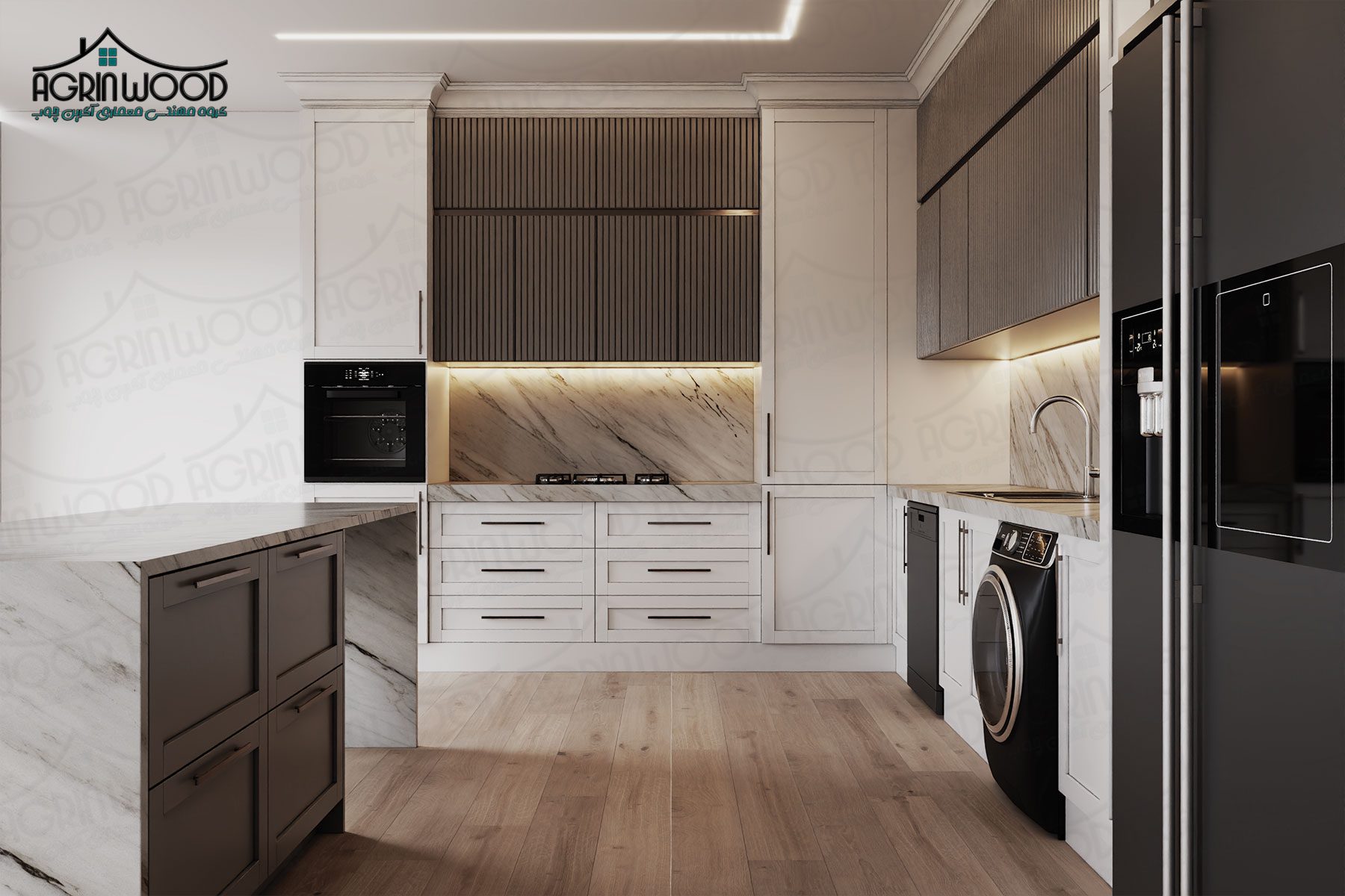 کابینت وکیوم نئوکلاسیک دو رنگ کابینت وکیوم نئوکلاسیک دو رنگ