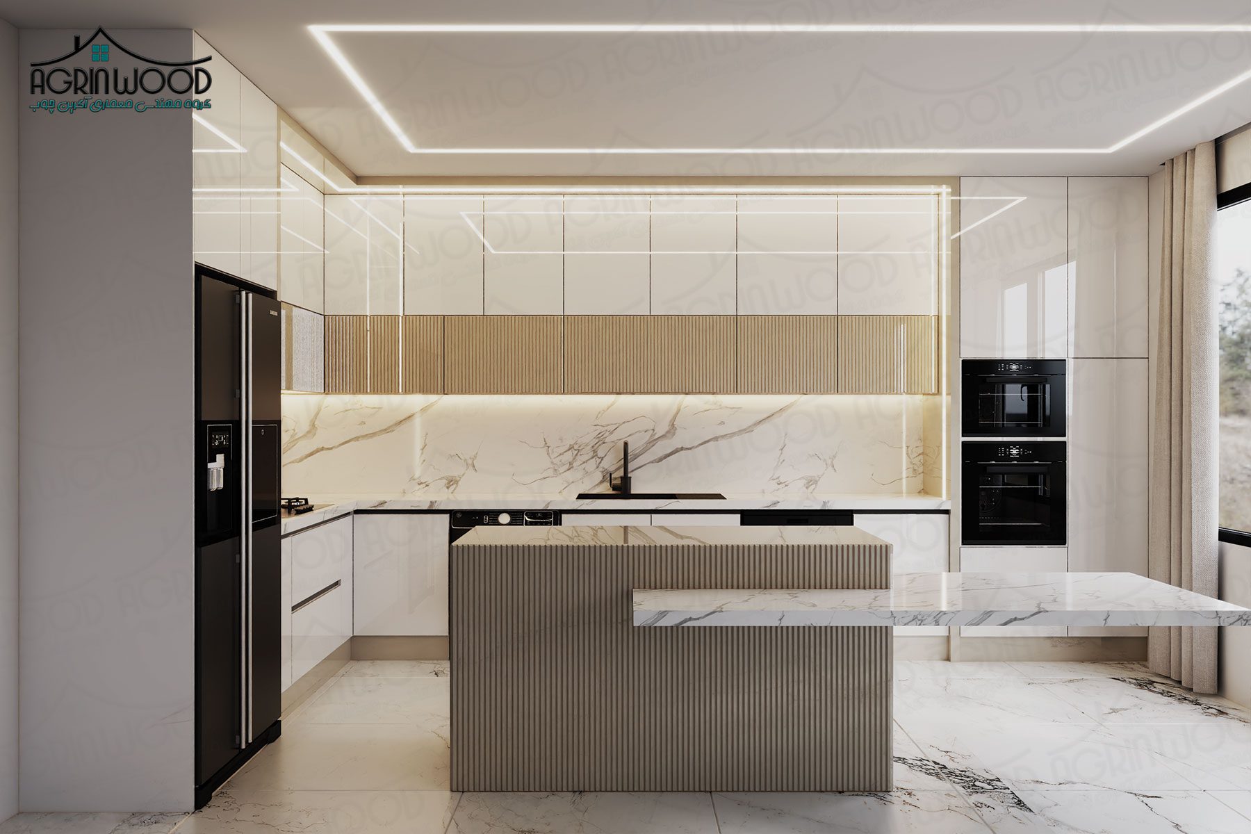 رنگ کابینت جدید سفید طلایی