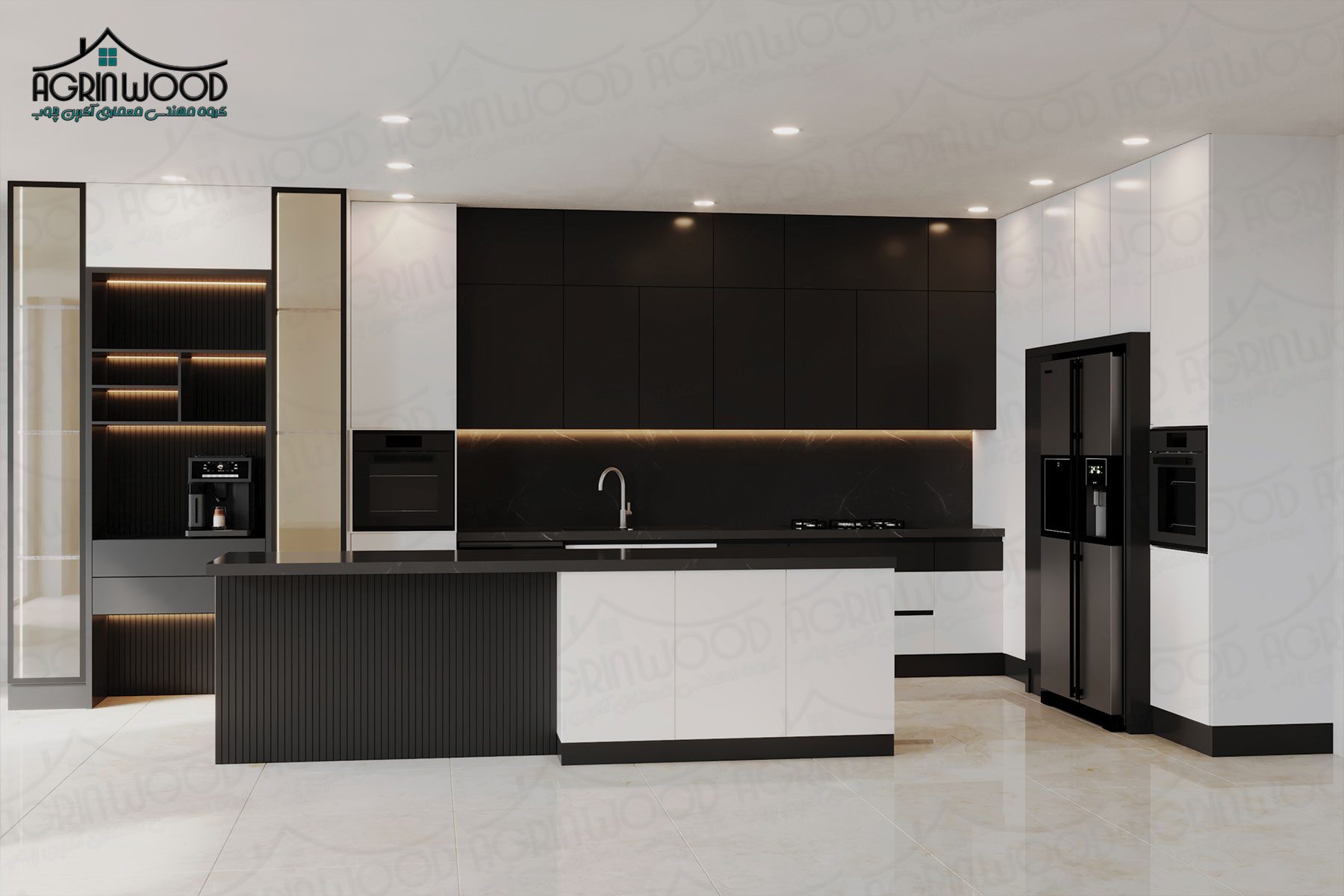 کابینت مینیمال سفید مشکی